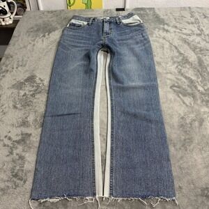 Andersson Bell Womens Two Tone Straight Leg Jeans Size S Raw Hem Boho Designer